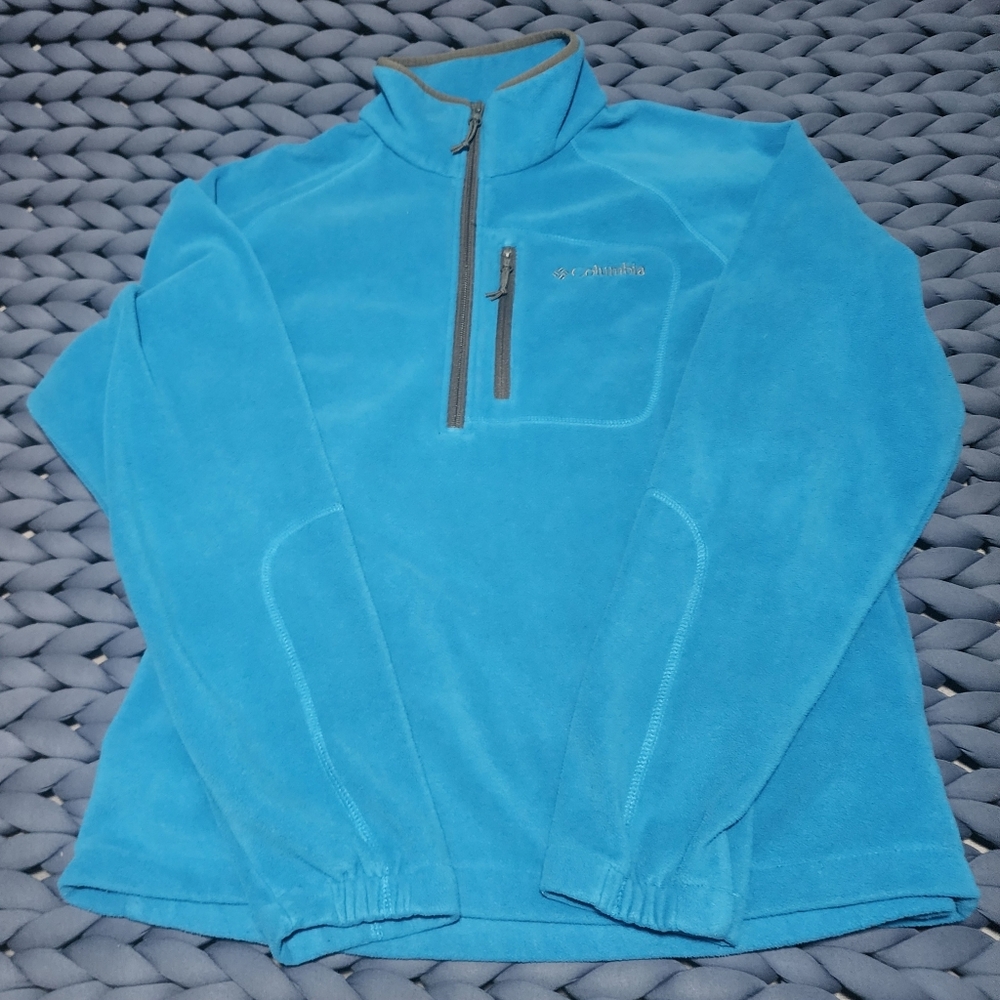Columbia Turquoise Fleece Jacket Large WM6225 100% Polyester